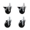 Service Caster 3.5'' Soft Rubber Wheel Swivel 7/8'' Square Stem Caster Set 2 Brakes, 4PK SCC-SQ20S3514-SRS-PLB-78-2-S-2 - alternate 1